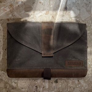 Waterfield Dk Brown Waxed Cotton/Leather Tablet Sleeve for the 11” iPad Pro/Air